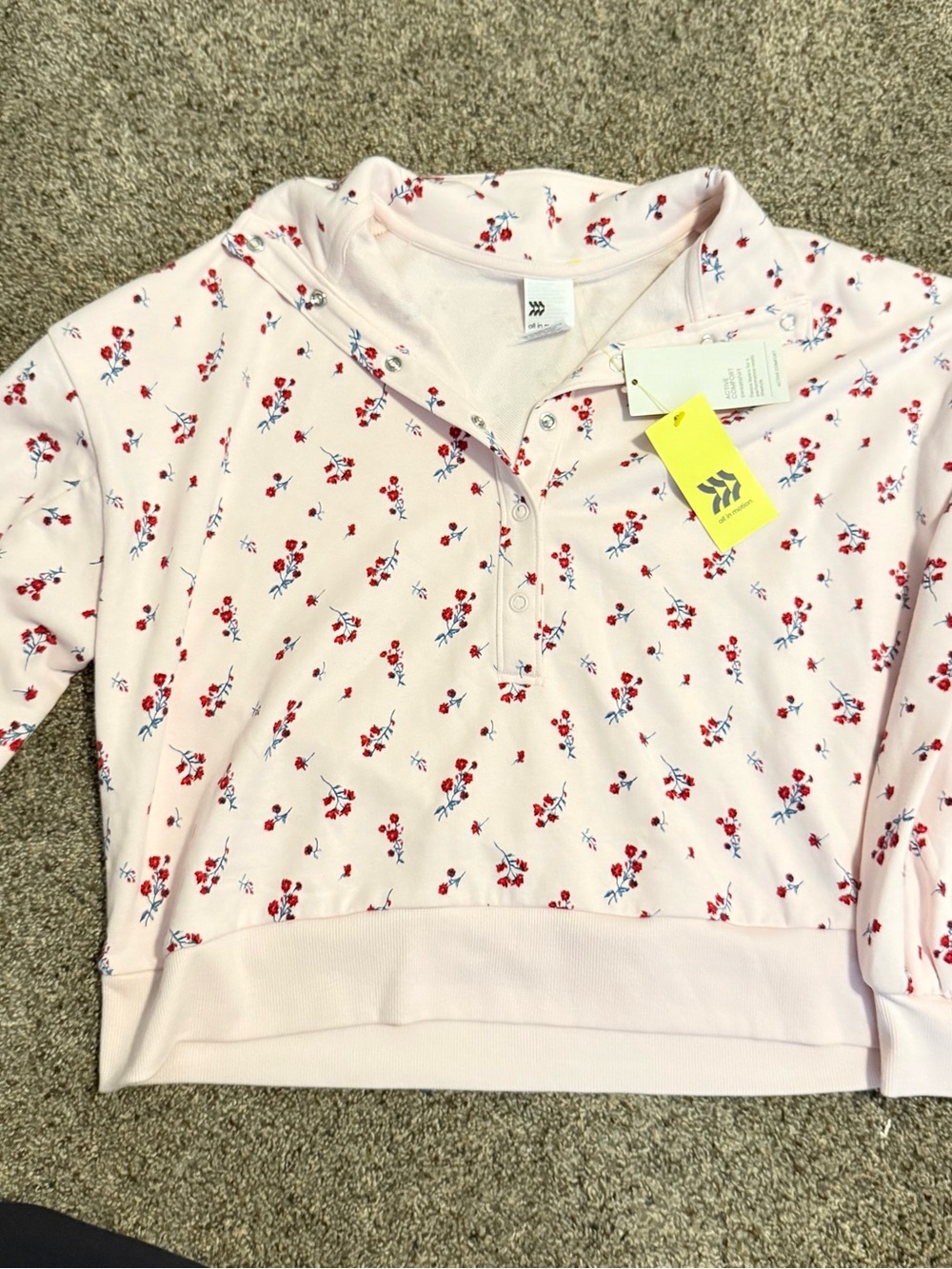 all in motion Light Pink Floral V-Neck Sweater